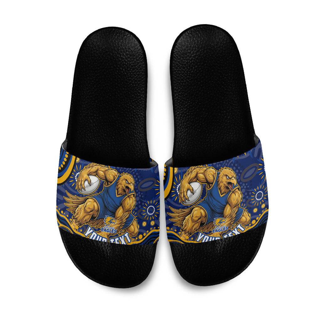 Personalized West Coast Eagles AFL Mascot Slide Sandals Aboriginal Dot Art - Dreamtime Football Mascot