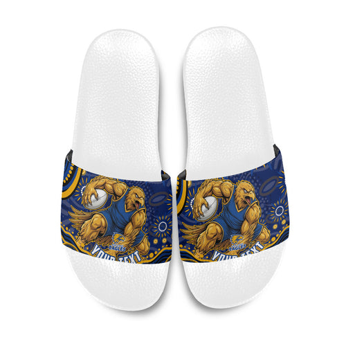 Personalized West Coast Eagles AFL Mascot Slide Sandals Aboriginal Dot Art - Dreamtime Football Mascot