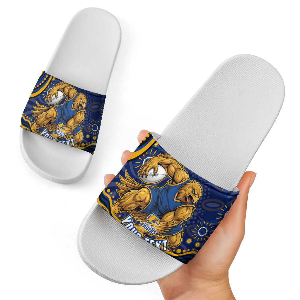 Personalized West Coast Eagles AFL Mascot Slide Sandals Aboriginal Dot Art - Dreamtime Football Mascot