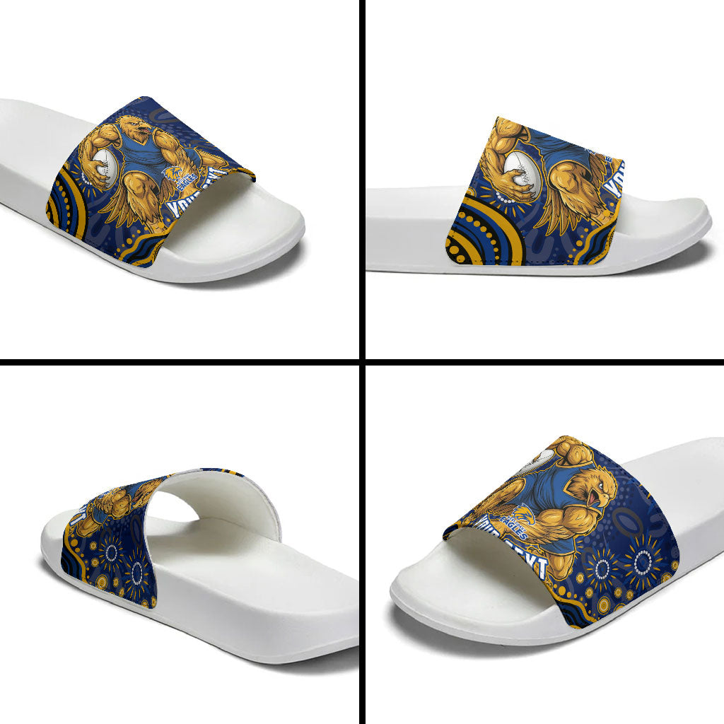 Personalized West Coast Eagles AFL Mascot Slide Sandals Aboriginal Dot Art - Dreamtime Football Mascot