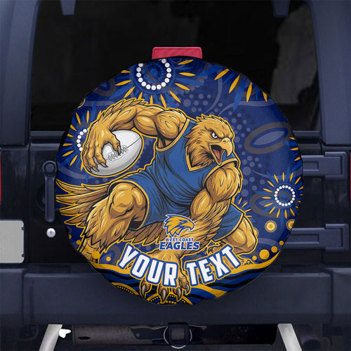 Personalized West Coast Eagles AFL Mascot Spare Tire Cover Aboriginal Dot Art - Dreamtime Football Mascot