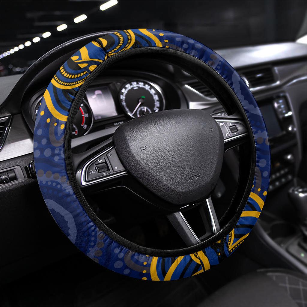 West Coast Eagles AFL Mascot Steering Wheel Cover Aboriginal Dot Art - Dreamtime Football Mascot