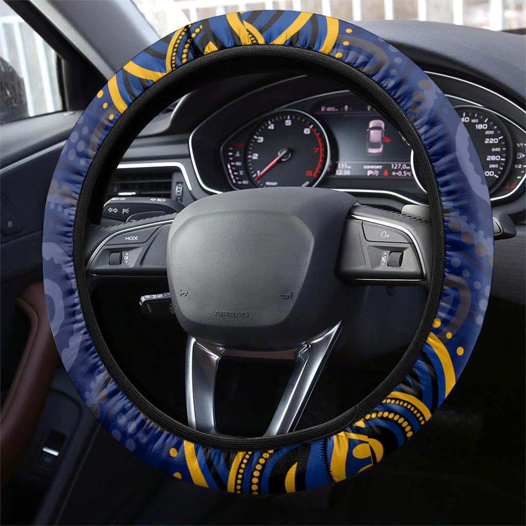 West Coast Eagles AFL Mascot Steering Wheel Cover Aboriginal Dot Art - Dreamtime Football Mascot