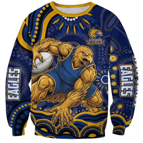 Personalized West Coast Eagles AFL Mascot Sweatshirt Aboriginal Dot Art - Dreamtime Football Mascot