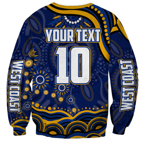 Personalized West Coast Eagles AFL Mascot Sweatshirt Aboriginal Dot Art - Dreamtime Football Mascot
