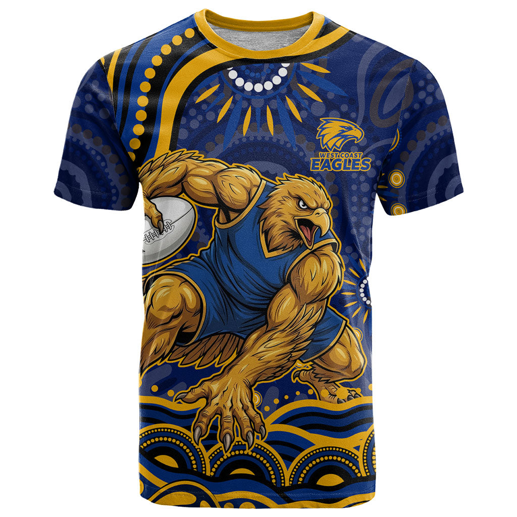 Personalized West Coast Eagles AFL Mascot T Shirt Aboriginal Dot Art - Dreamtime Football Mascot