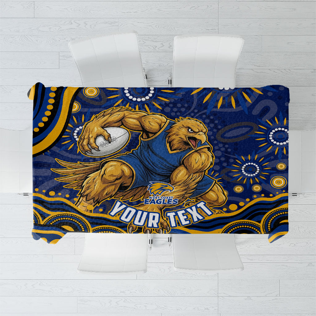 Personalized West Coast Eagles AFL Mascot Tablecloth Aboriginal Dot Art - Dreamtime Football Mascot