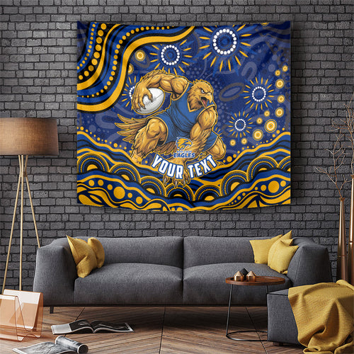 Personalized West Coast Eagles AFL Mascot Tapestry Aboriginal Dot Art - Dreamtime Football Mascot