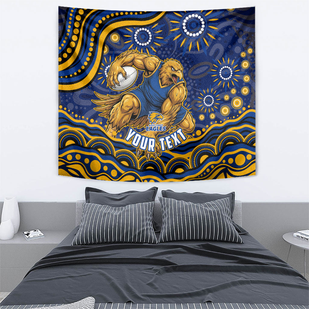 Personalized West Coast Eagles AFL Mascot Tapestry Aboriginal Dot Art - Dreamtime Football Mascot