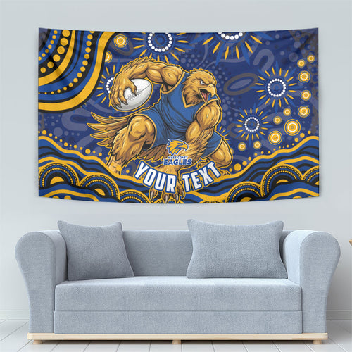 Personalized West Coast Eagles AFL Mascot Tapestry Aboriginal Dot Art - Dreamtime Football Mascot