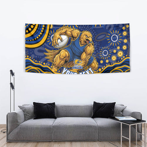 Personalized West Coast Eagles AFL Mascot Tapestry Aboriginal Dot Art - Dreamtime Football Mascot