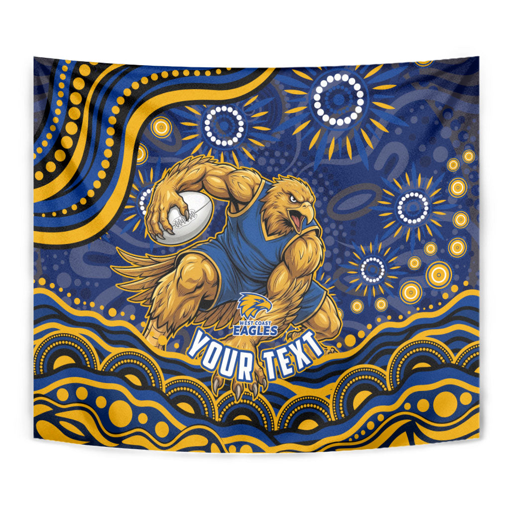 Personalized West Coast Eagles AFL Mascot Tapestry Aboriginal Dot Art - Dreamtime Football Mascot