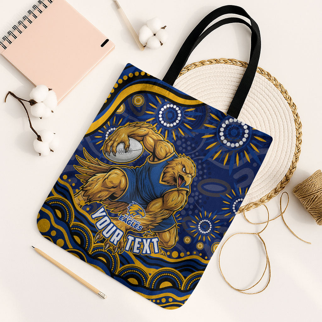 Personalized West Coast Eagles AFL Mascot Tote Bag Aboriginal Dot Art - Dreamtime Football Mascot