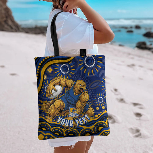 Personalized West Coast Eagles AFL Mascot Tote Bag Aboriginal Dot Art - Dreamtime Football Mascot