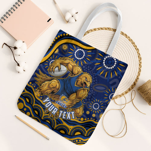Personalized West Coast Eagles AFL Mascot Tote Bag Aboriginal Dot Art - Dreamtime Football Mascot