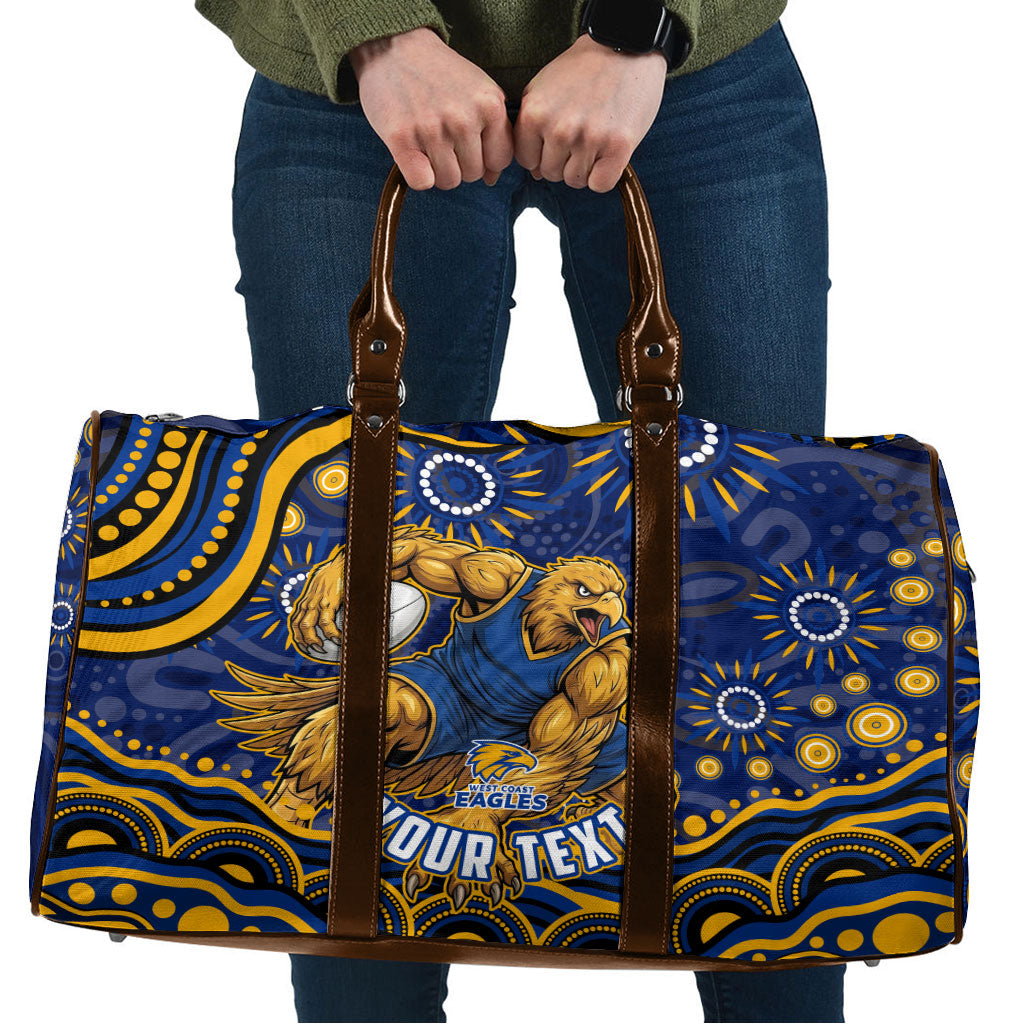 Personalized West Coast Eagles AFL Mascot Travel Bag Aboriginal Dot Art - Dreamtime Football Mascot