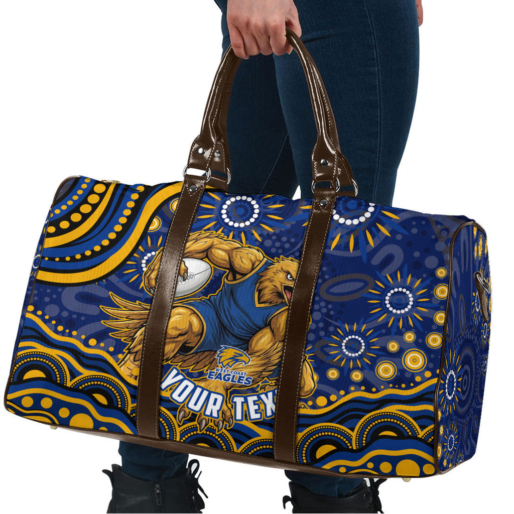 Personalized West Coast Eagles AFL Mascot Travel Bag Aboriginal Dot Art - Dreamtime Football Mascot