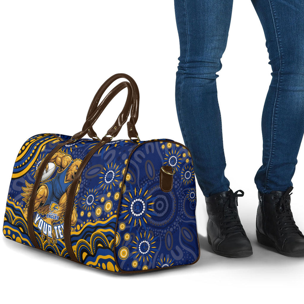 Personalized West Coast Eagles AFL Mascot Travel Bag Aboriginal Dot Art - Dreamtime Football Mascot