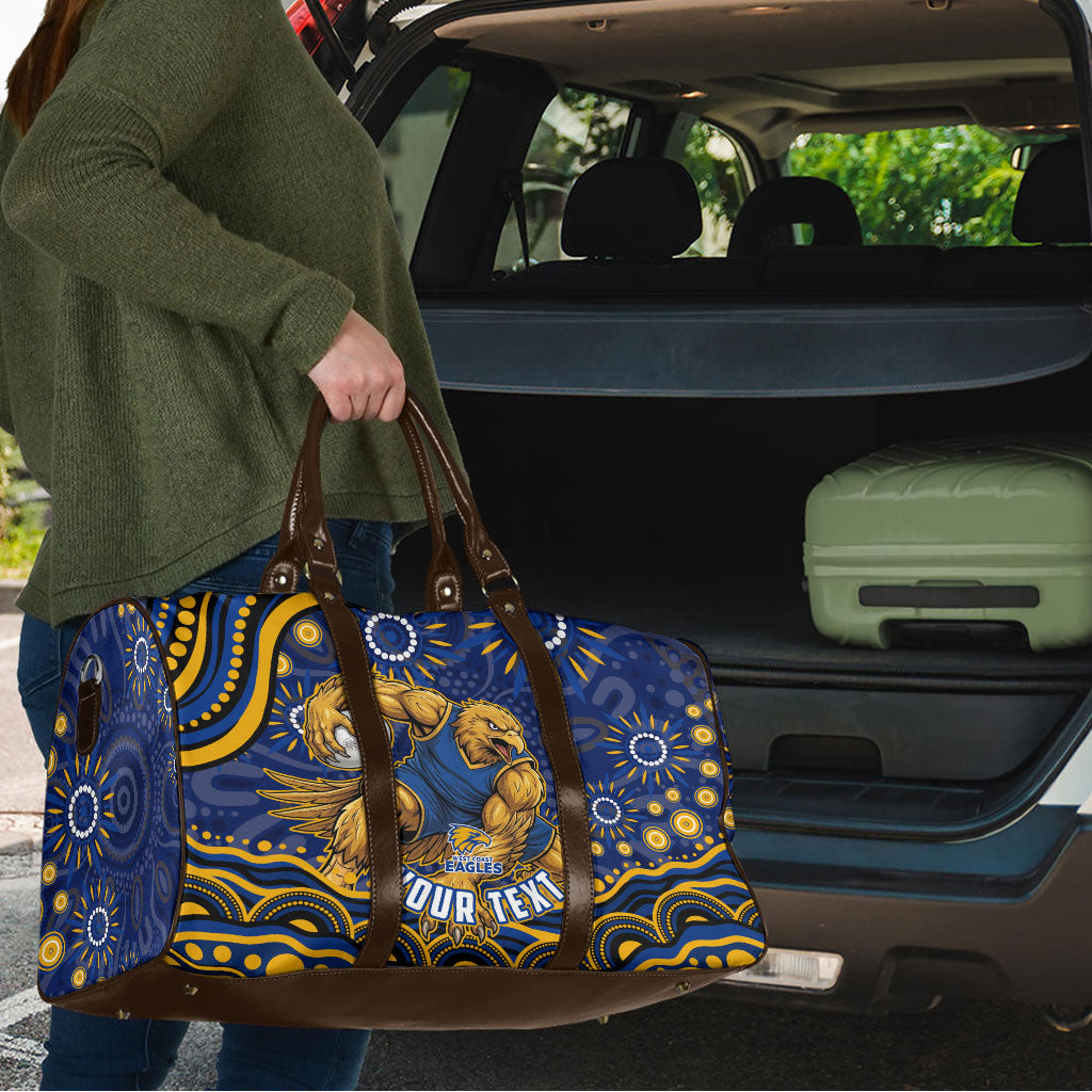 Personalized West Coast Eagles AFL Mascot Travel Bag Aboriginal Dot Art - Dreamtime Football Mascot