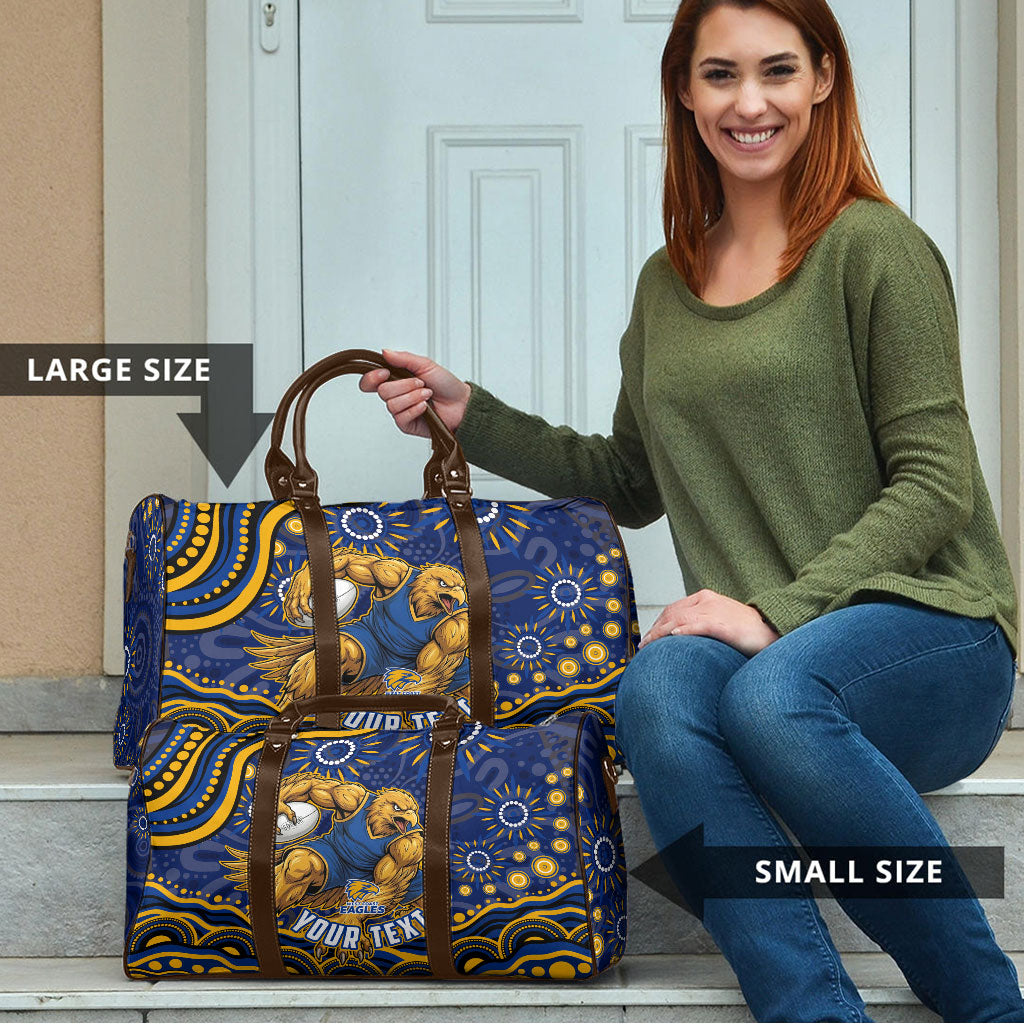 Personalized West Coast Eagles AFL Mascot Travel Bag Aboriginal Dot Art - Dreamtime Football Mascot