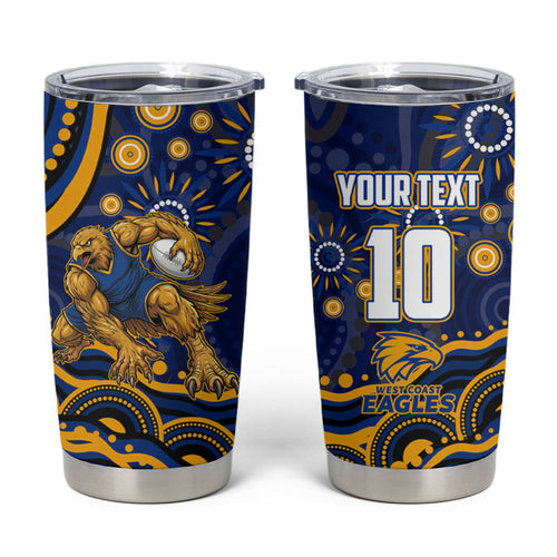Personalized West Coast Eagles AFL Mascot Tumbler Cup Aboriginal Dot Art - Dreamtime Football Mascot