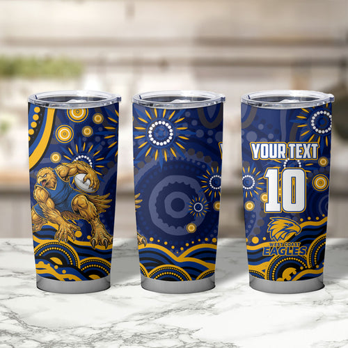 Personalized West Coast Eagles AFL Mascot Tumbler Cup Aboriginal Dot Art - Dreamtime Football Mascot