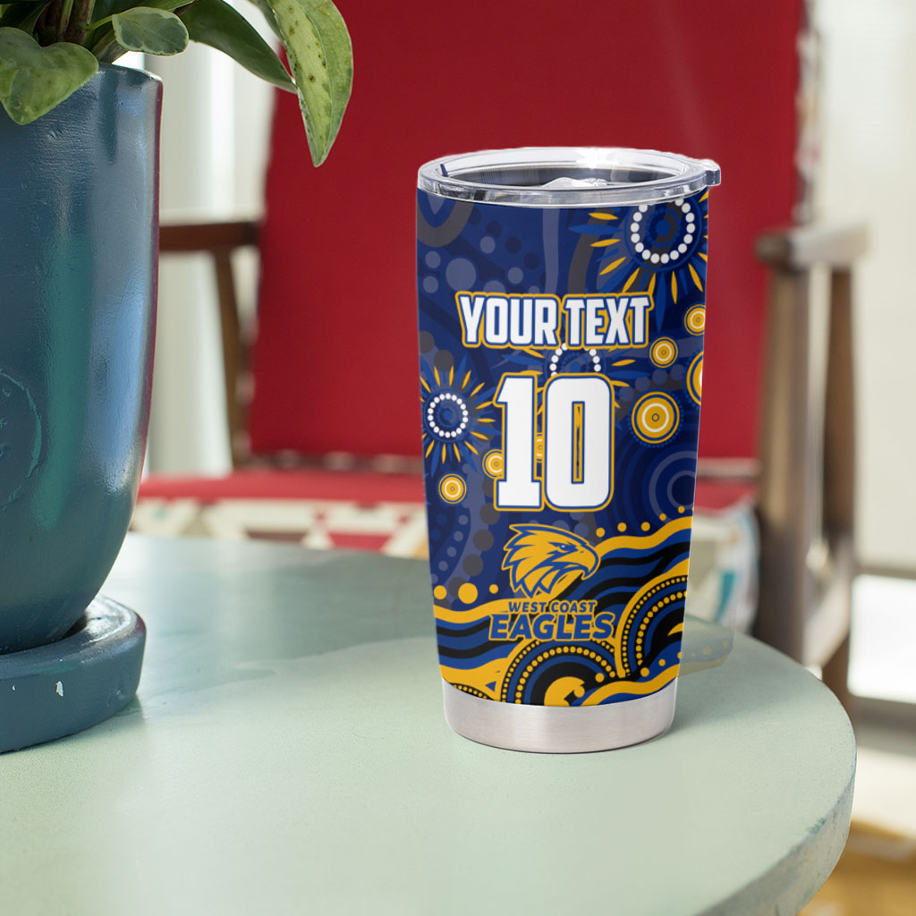 Personalized West Coast Eagles AFL Mascot Tumbler Cup Aboriginal Dot Art - Dreamtime Football Mascot
