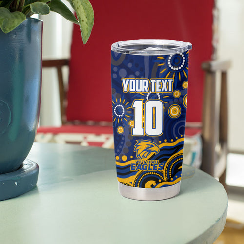 Personalized West Coast Eagles AFL Mascot Tumbler Cup Aboriginal Dot Art - Dreamtime Football Mascot