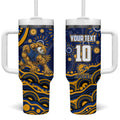 Personalized West Coast Eagles AFL Mascot Tumbler With Handle Aboriginal Dot Art - Dreamtime Football Mascot