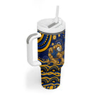 Personalized West Coast Eagles AFL Mascot Tumbler With Handle Aboriginal Dot Art - Dreamtime Football Mascot
