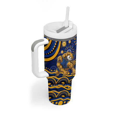 Personalized West Coast Eagles AFL Mascot Tumbler With Handle Aboriginal Dot Art - Dreamtime Football Mascot