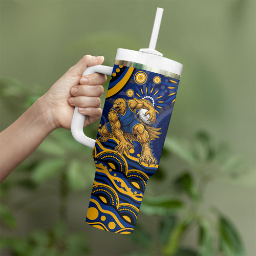 Personalized West Coast Eagles AFL Mascot Tumbler With Handle Aboriginal Dot Art - Dreamtime Football Mascot