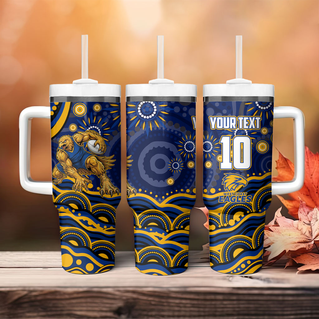 Personalized West Coast Eagles AFL Mascot Tumbler With Handle Aboriginal Dot Art - Dreamtime Football Mascot