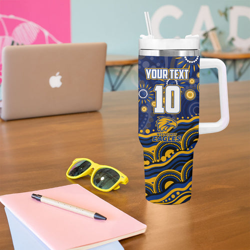 Personalized West Coast Eagles AFL Mascot Tumbler With Handle Aboriginal Dot Art - Dreamtime Football Mascot