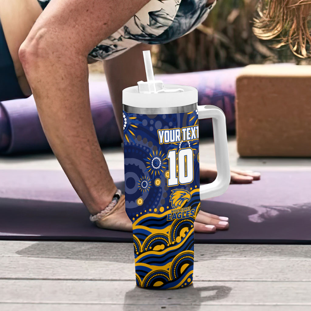 Personalized West Coast Eagles AFL Mascot Tumbler With Handle Aboriginal Dot Art - Dreamtime Football Mascot