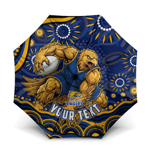 Personalized West Coast Eagles AFL Mascot Umbrella Aboriginal Dot Art - Dreamtime Football Mascot