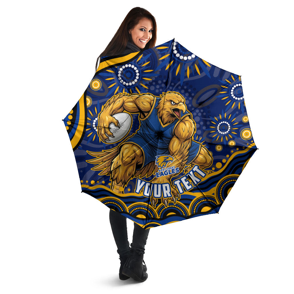 Personalized West Coast Eagles AFL Mascot Umbrella Aboriginal Dot Art - Dreamtime Football Mascot