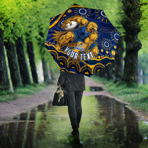 Personalized West Coast Eagles AFL Mascot Umbrella Aboriginal Dot Art - Dreamtime Football Mascot