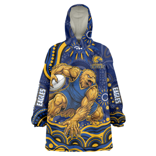 Personalized West Coast Eagles AFL Mascot Wearable Blanket Hoodie Aboriginal Dot Art - Dreamtime Football Mascot