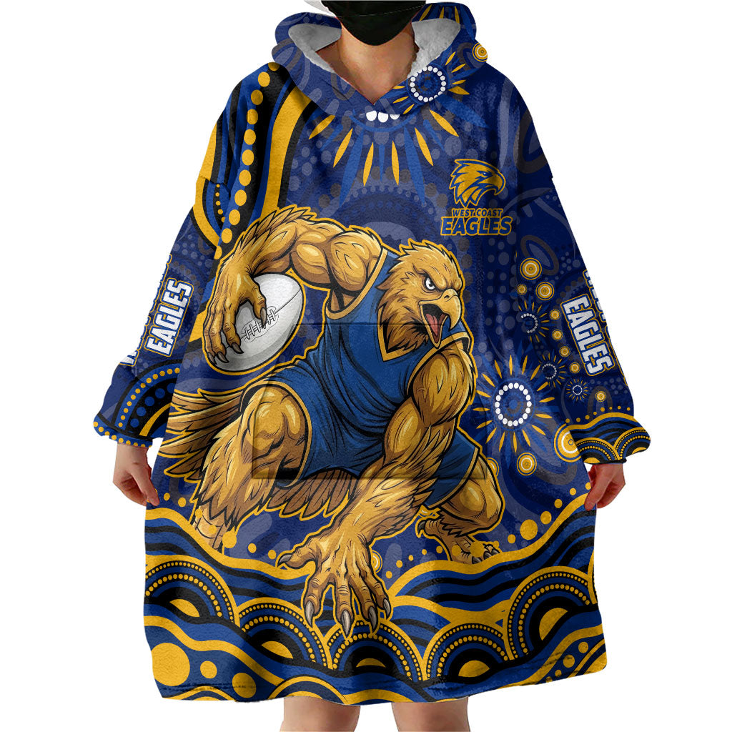 Personalized West Coast Eagles AFL Mascot Wearable Blanket Hoodie Aboriginal Dot Art - Dreamtime Football Mascot