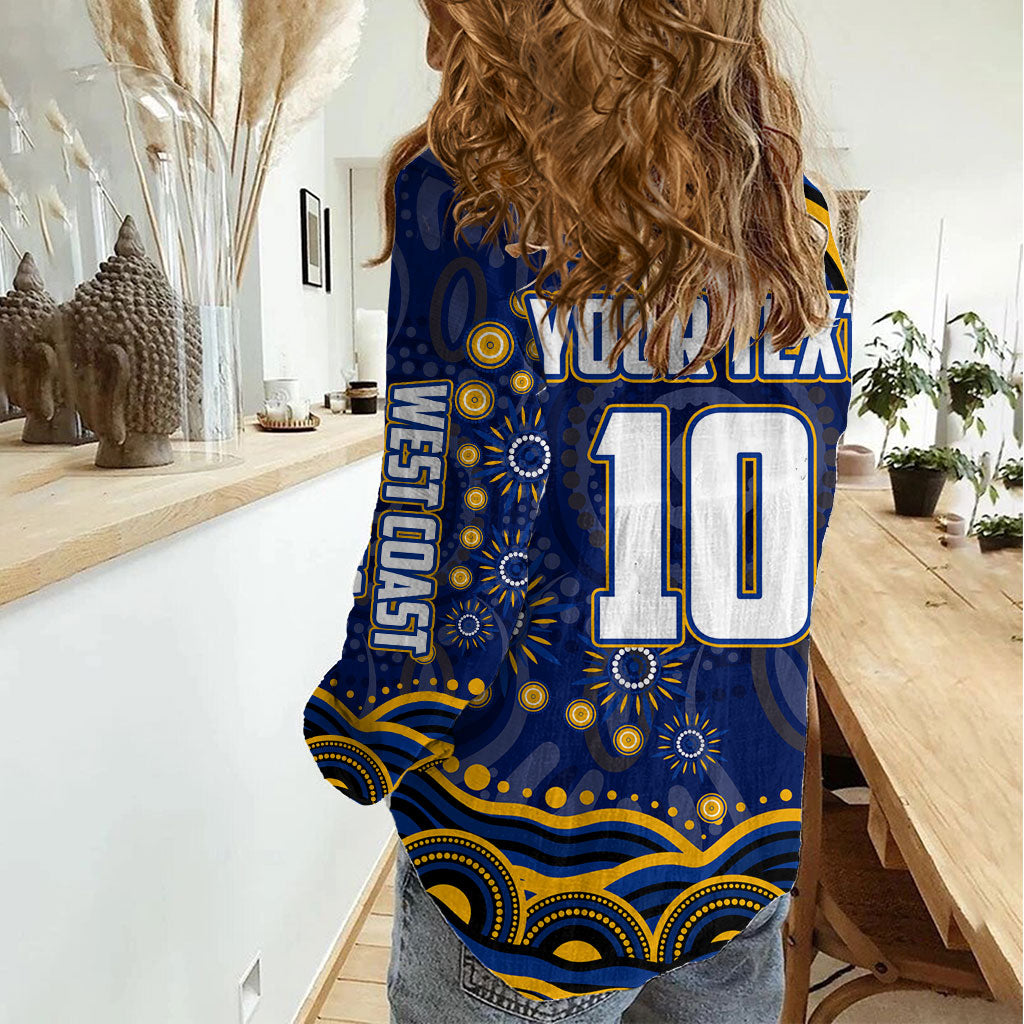 Personalized West Coast Eagles AFL Mascot Women Casual Shirt Aboriginal Dot Art - Dreamtime Football Mascot