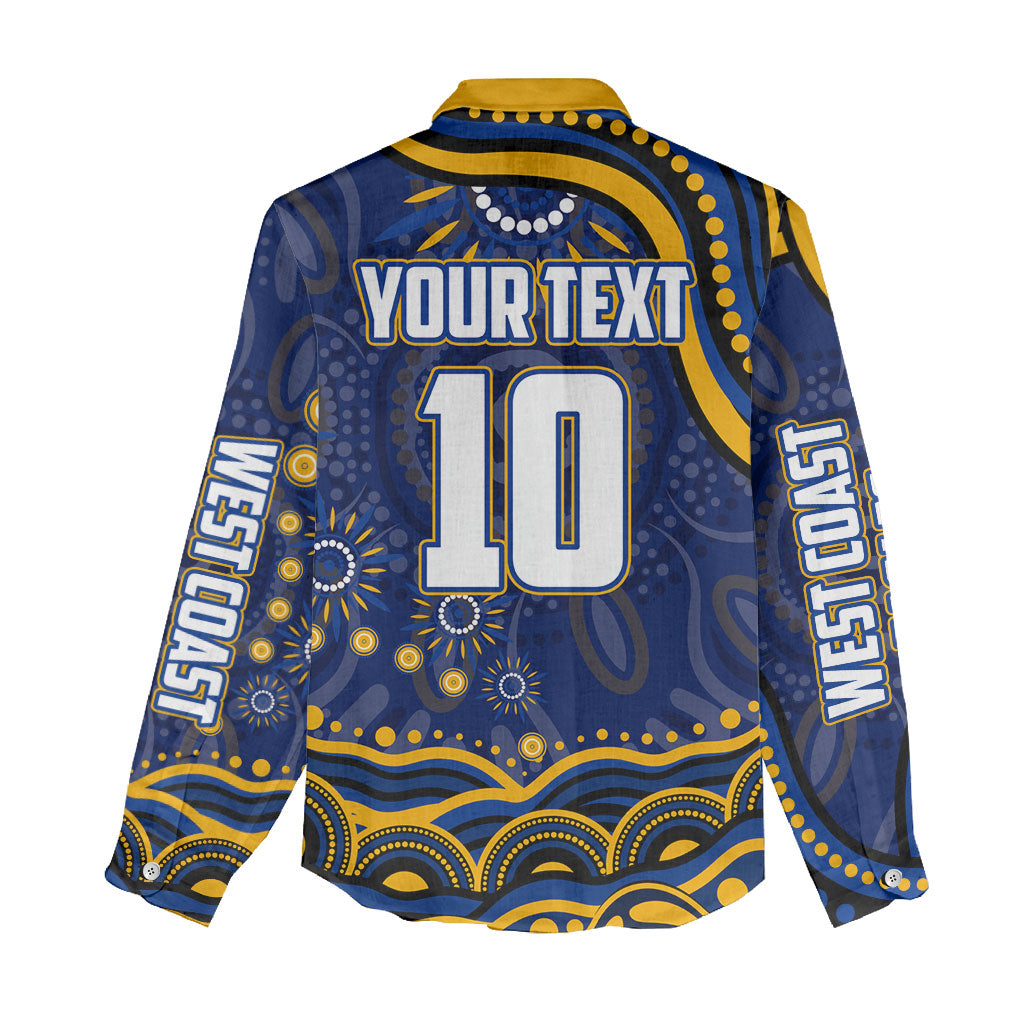 Personalized West Coast Eagles AFL Mascot Women Casual Shirt Aboriginal Dot Art - Dreamtime Football Mascot