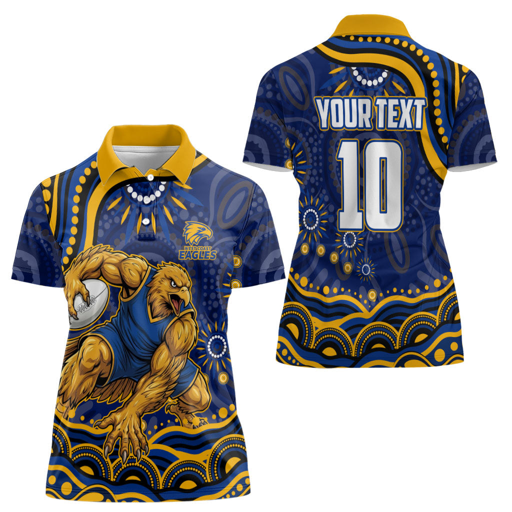 Personalized West Coast Eagles AFL Mascot Women Polo Shirt Aboriginal Dot Art - Dreamtime Football Mascot