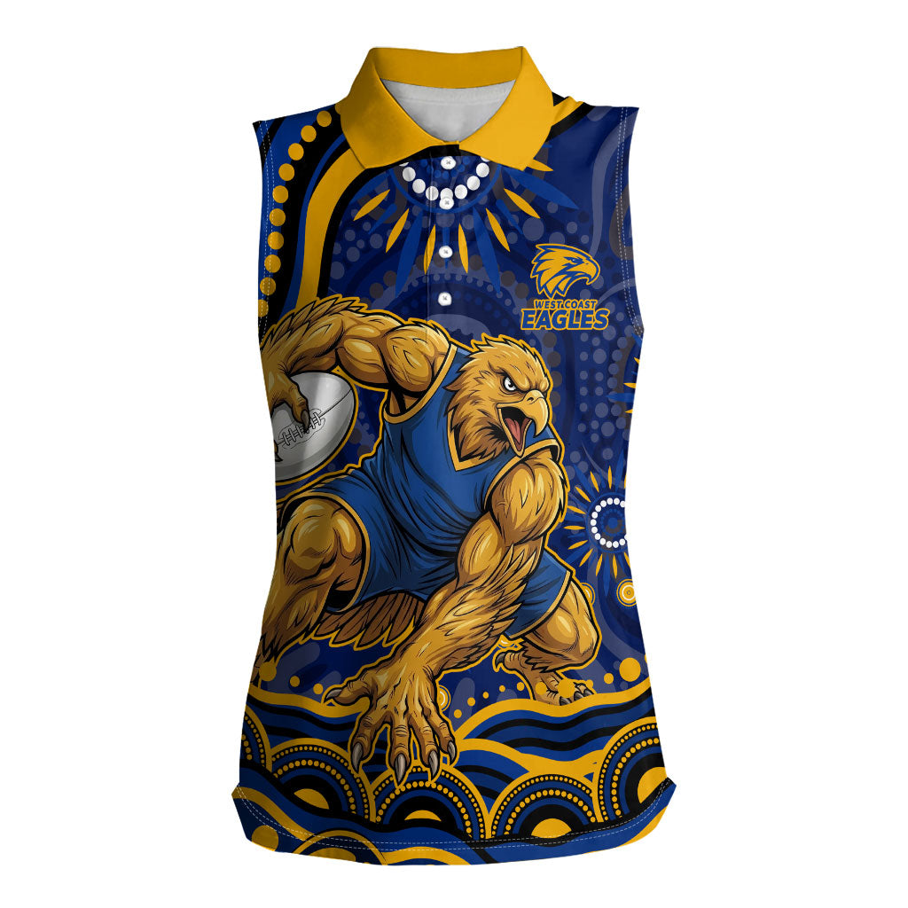 Personalized West Coast Eagles AFL Mascot Women Sleeveless Polo Shirt Aboriginal Dot Art - Dreamtime Football Mascot