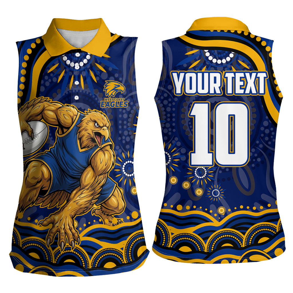 Personalized West Coast Eagles AFL Mascot Women Sleeveless Polo Shirt Aboriginal Dot Art - Dreamtime Football Mascot