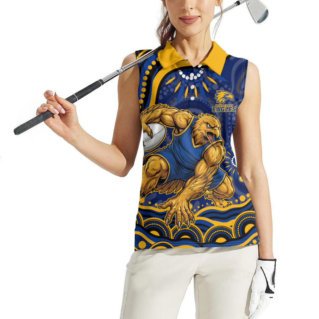 Personalized West Coast Eagles AFL Mascot Women Sleeveless Polo Shirt Aboriginal Dot Art - Dreamtime Football Mascot