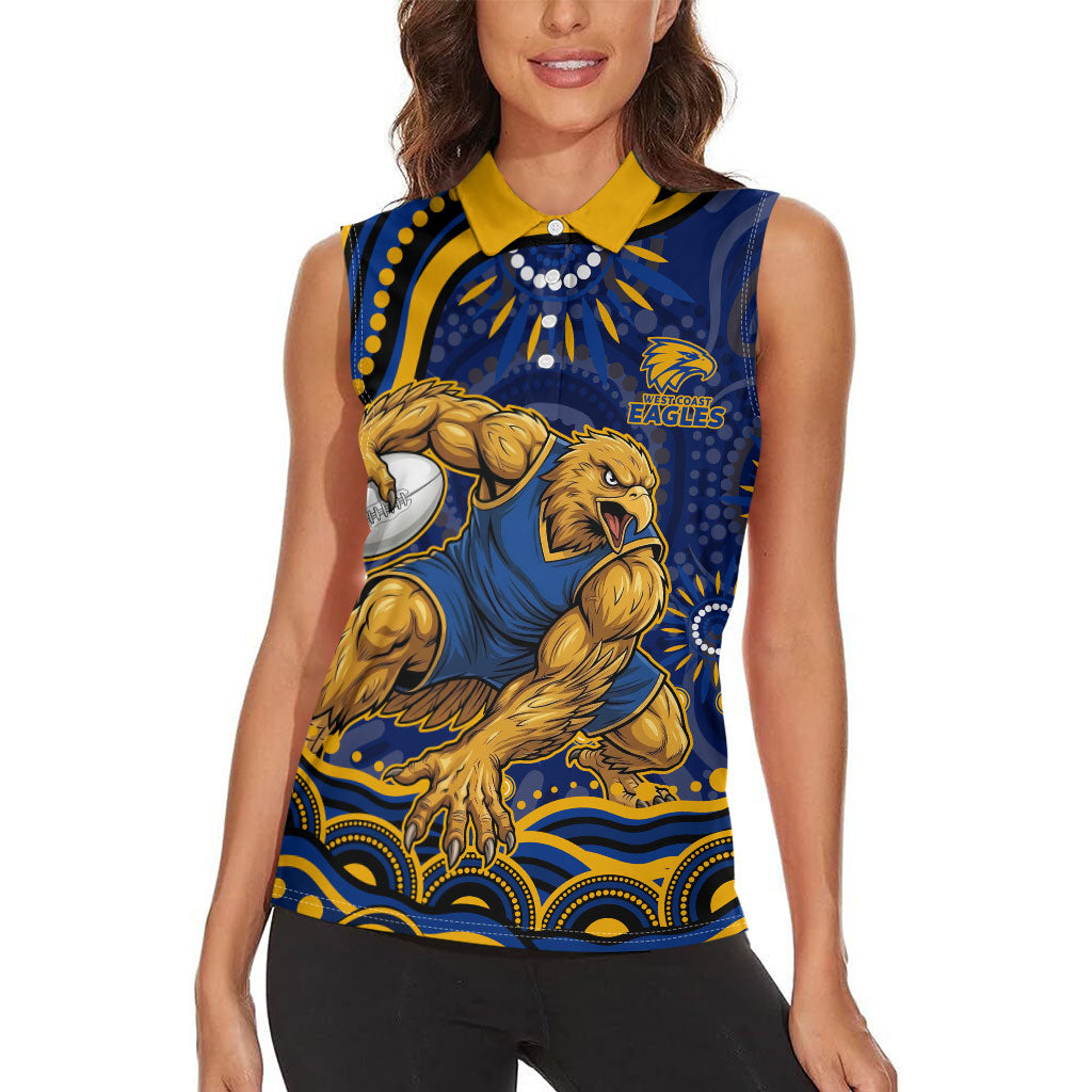 Personalized West Coast Eagles AFL Mascot Women Sleeveless Polo Shirt Aboriginal Dot Art - Dreamtime Football Mascot