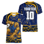 Personalized West Coast Eagles AFL Mascot Women V-Neck T-Shirt Aboriginal Dot Art - Dreamtime Football Mascot