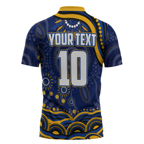 Personalized West Coast Eagles AFL Mascot Zipper Polo Shirt Aboriginal Dot Art - Dreamtime Football Mascot