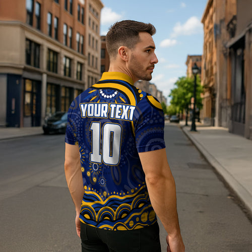 Personalized West Coast Eagles AFL Mascot Zipper Polo Shirt Aboriginal Dot Art - Dreamtime Football Mascot